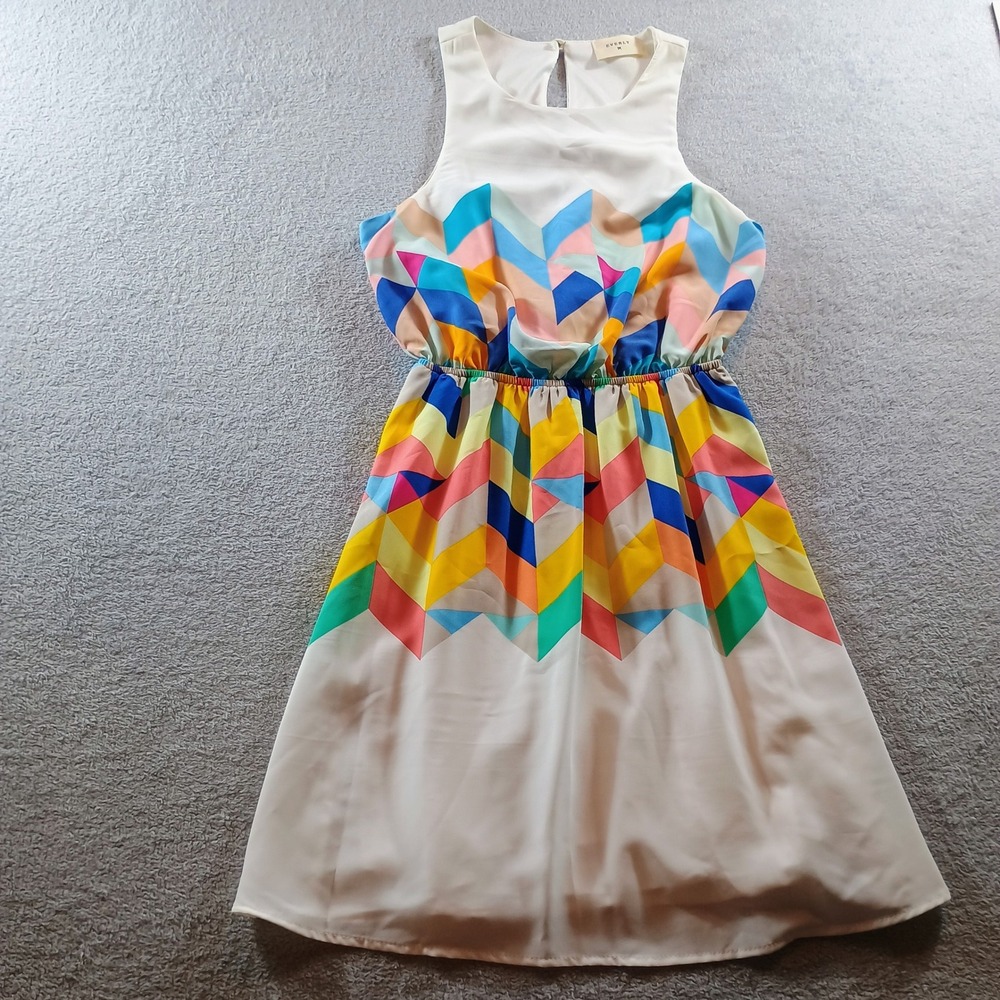 Everly Womens Geometric Chevron Print Dress Multicolor Small Sleeveless‎ Mini